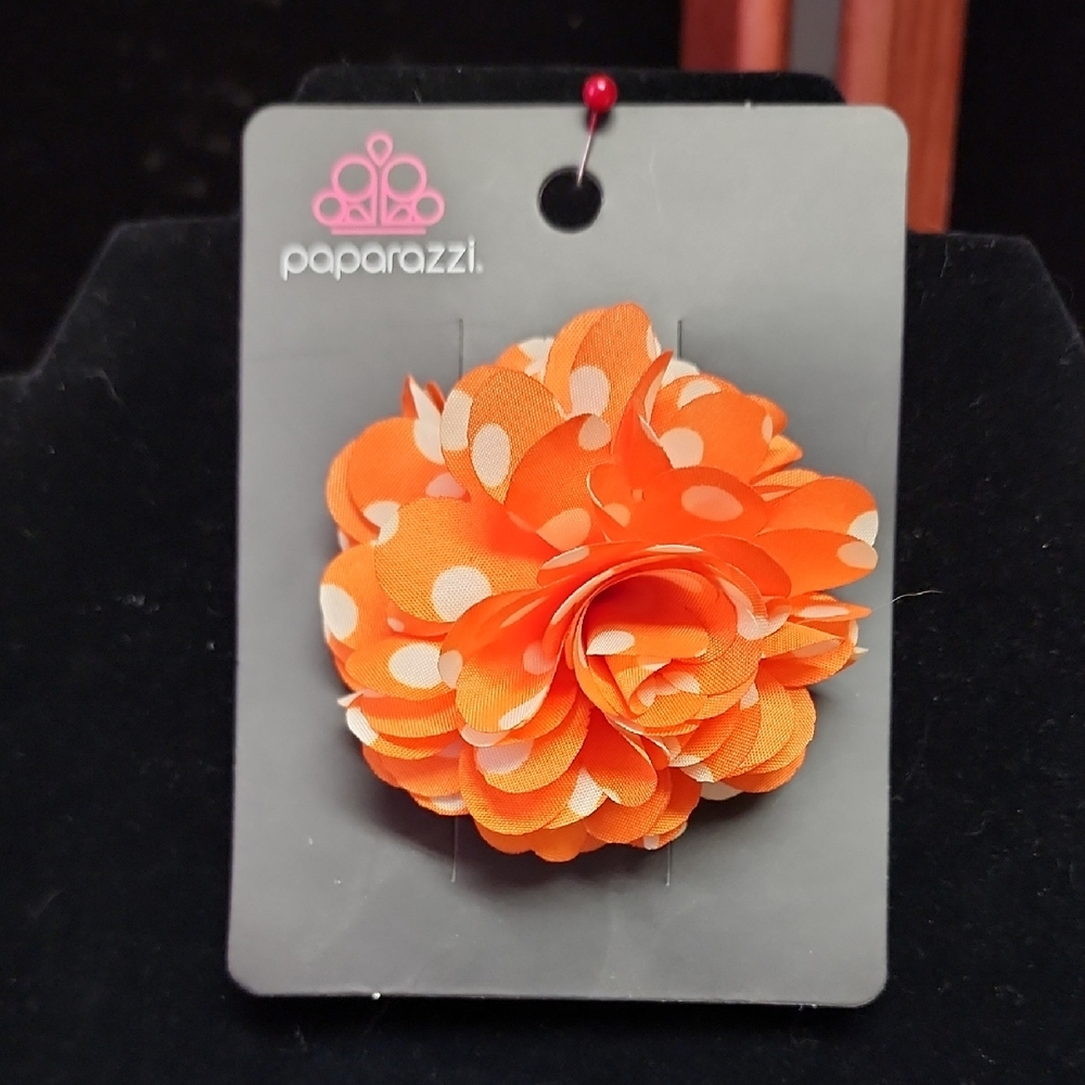 Paparazzi Hair Clip - Polka Posy - Orange